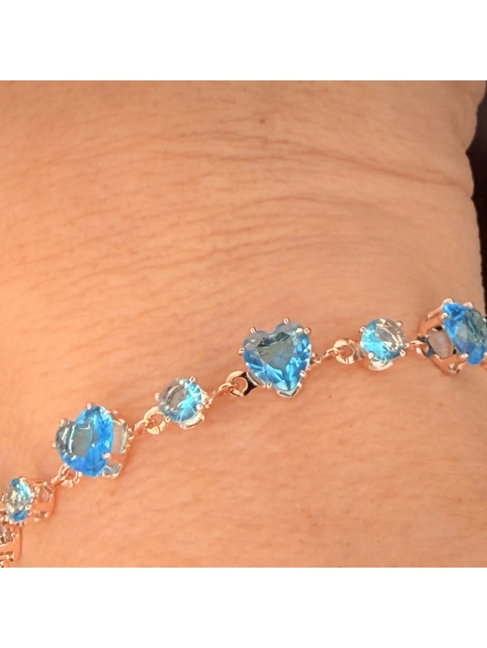 candy+clover aqua and clear heart crystal candy dopamine rose gold bracelet